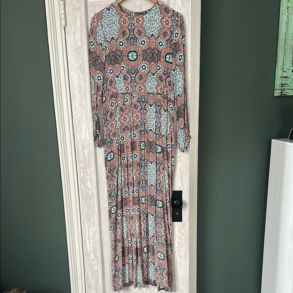 Elegant Multicolor Patterned Maxi Dress